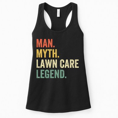 Man Myth Lawn Care Legend Funny Mowing Gardener Dad Retro Womens Tank Top