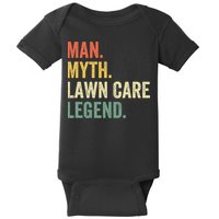 Man Myth Lawn Care Legend Funny Mowing Gardener Dad Retro Baby Bodysuit