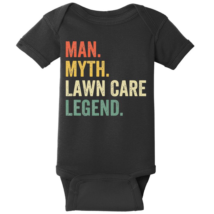 Man Myth Lawn Care Legend Funny Mowing Gardener Dad Retro Baby Bodysuit