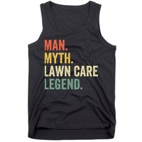 Man Myth Lawn Care Legend Funny Mowing Gardener Dad Retro Tank Top