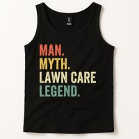 Man Myth Lawn Care Legend Funny Mowing Gardener Dad Retro Tank Top