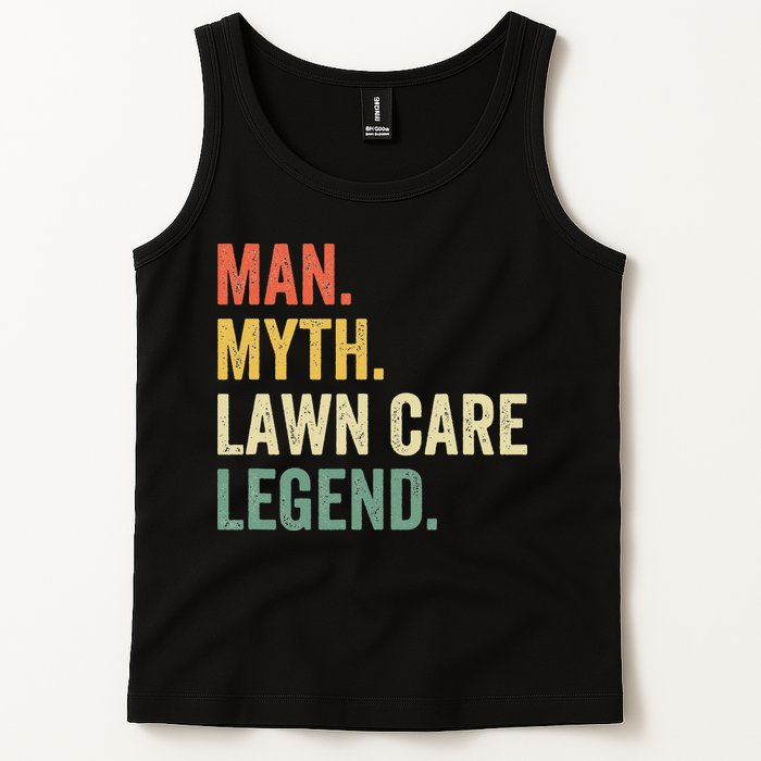 Man Myth Lawn Care Legend Funny Mowing Gardener Dad Retro Tank Top