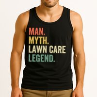 Man Myth Lawn Care Legend Funny Mowing Gardener Dad Retro Tank Top