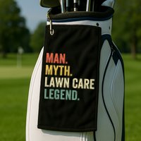 Man Myth Lawn Care Legend Funny Mowing Gardener Dad Retro Golf Towel