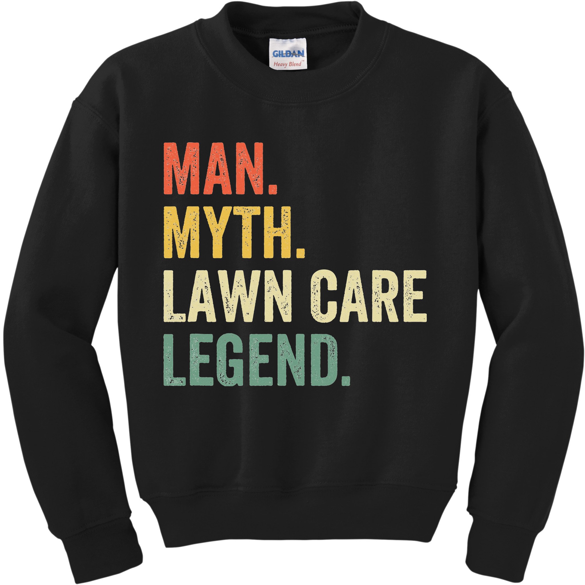 Man Myth Lawn Care Legend Funny Mowing Gardener Dad Retro Kids Sweatshirt