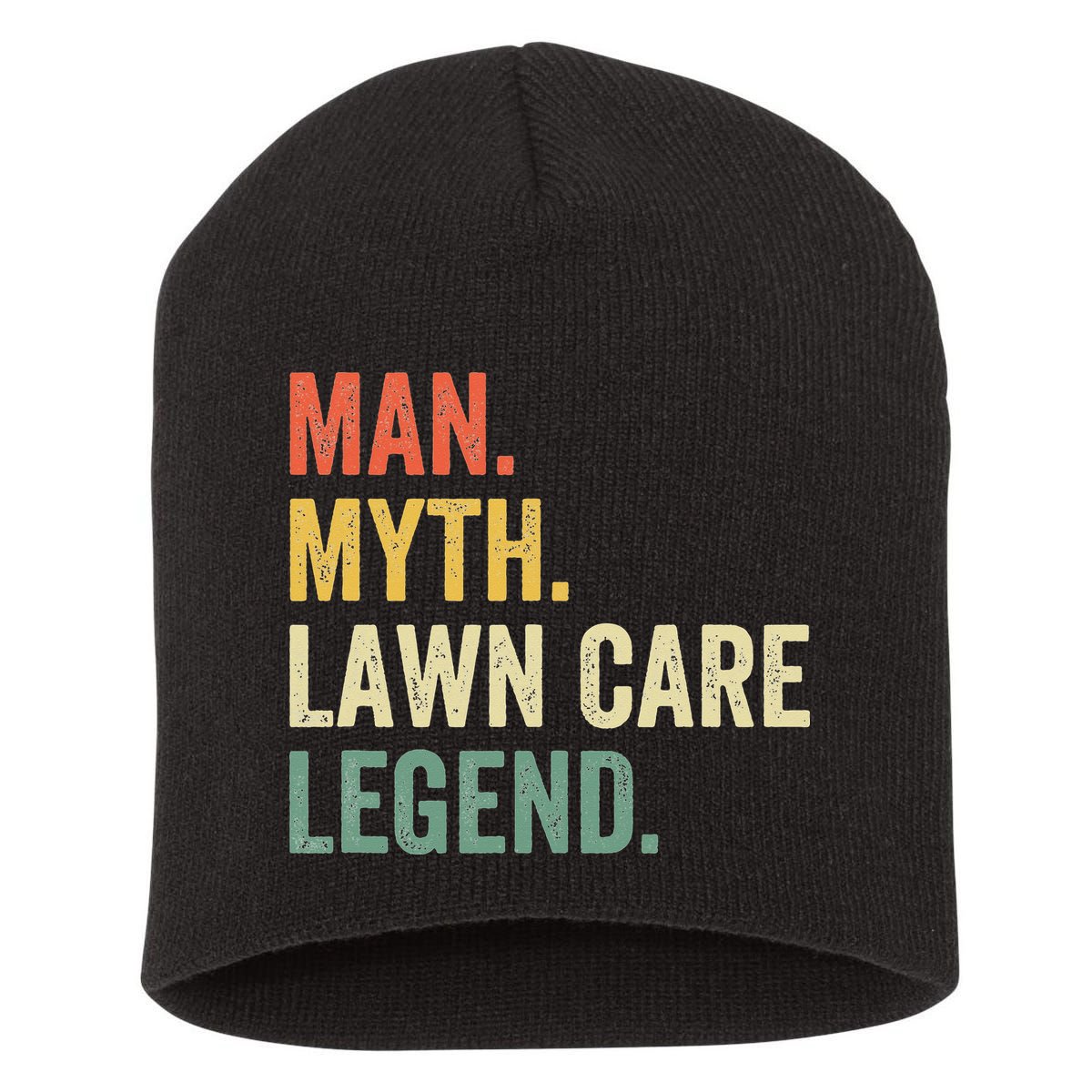 Man Myth Lawn Care Legend Funny Mowing Gardener Dad Retro Short Acrylic Beanie