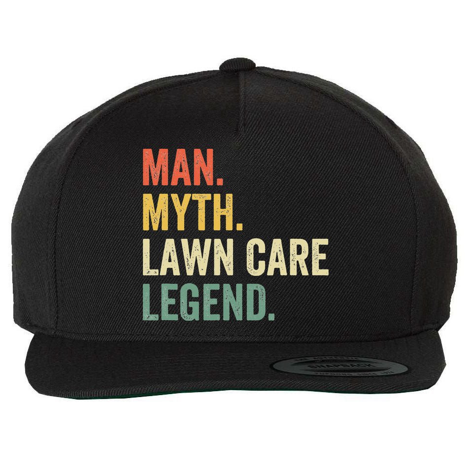 Man Myth Lawn Care Legend Funny Mowing Gardener Dad Retro Wool Snapback Cap