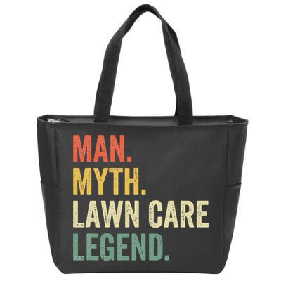 Man Myth Lawn Care Legend Funny Mowing Gardener Dad Retro Zip Tote Bag