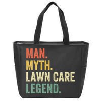 Man Myth Lawn Care Legend Funny Mowing Gardener Dad Retro Zip Tote Bag