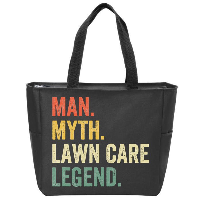 Man Myth Lawn Care Legend Funny Mowing Gardener Dad Retro Zip Tote Bag