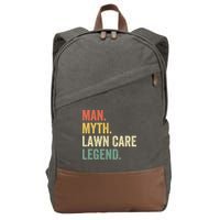 Man Myth Lawn Care Legend Funny Mowing Gardener Dad Retro Cotton Canvas Backpack