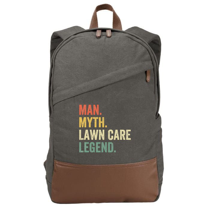 Man Myth Lawn Care Legend Funny Mowing Gardener Dad Retro Cotton Canvas Backpack