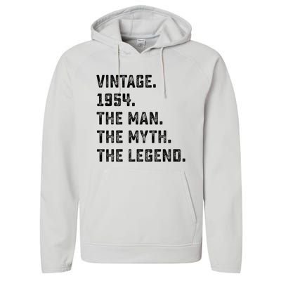 Man Myth Legend 1954 71st Birthday For 71 Years Old Performance Fleece Hoodie