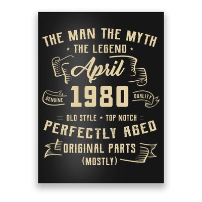 Man Myth Legend April 1980 45th Birthday 45 Years Old Gift Poster