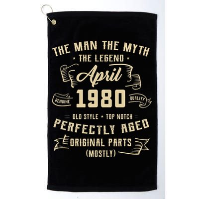 Man Myth Legend April 1980 45th Birthday 45 Years Old Gift Golf Towel