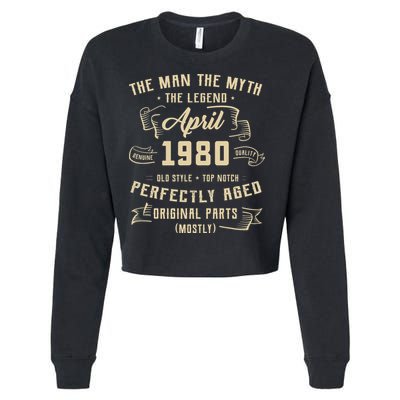 Man Myth Legend April 1980 45th Birthday 45 Years Old Gift Cropped Pullover Crew