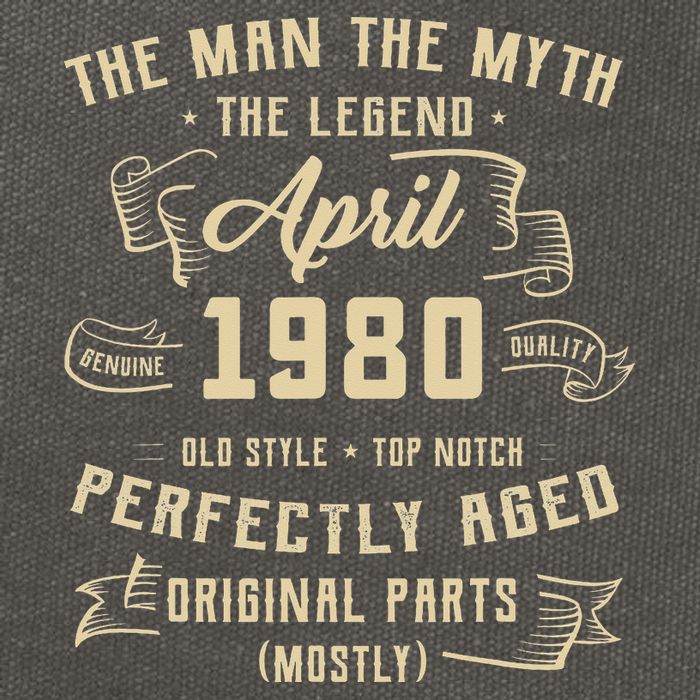 Man Myth Legend April 1980 45th Birthday 45 Years Old Gift Cotton Canvas Backpack