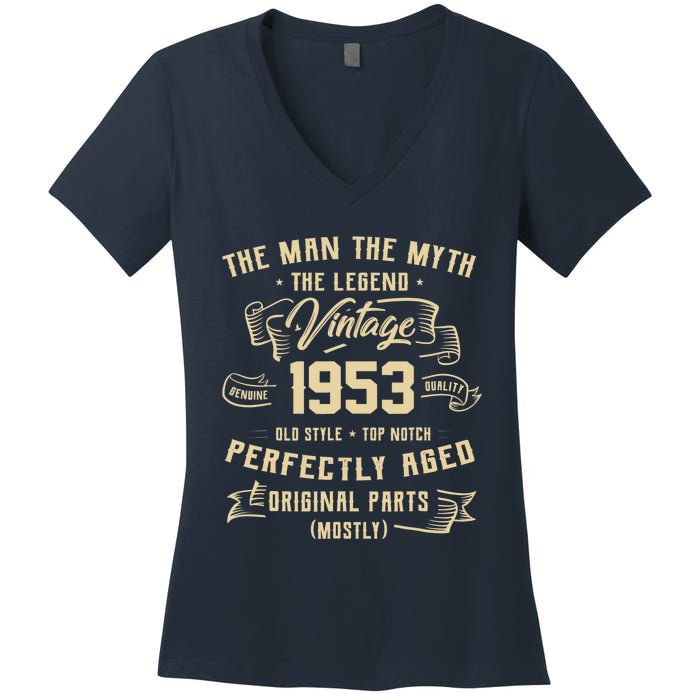 Man Myth Legend 1953 70th Birthday Tee For 70 Years Old Women's V-Neck T-Shirt