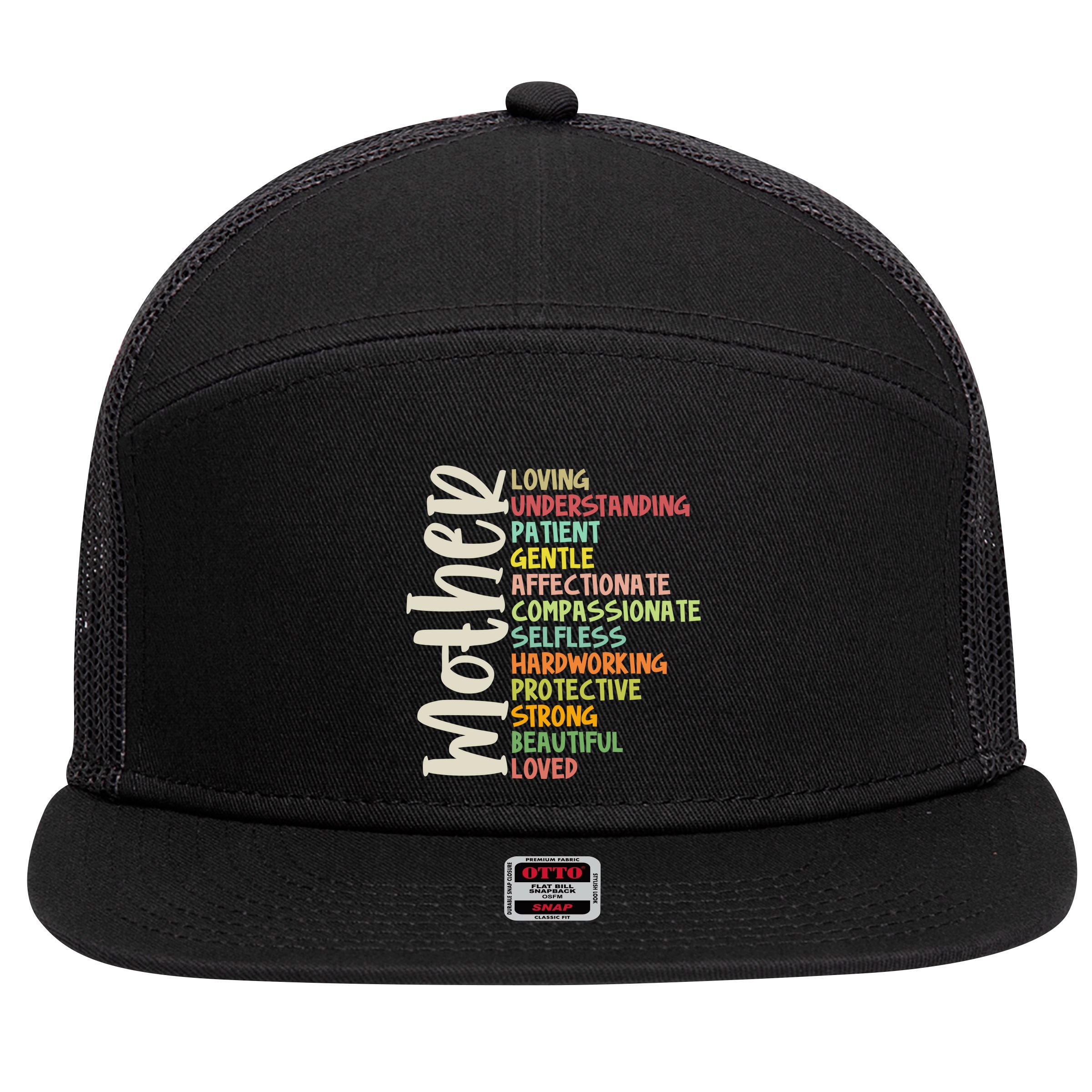 Mother Meaning Loving Gift 7 Panel Mesh Trucker Snapback Hat