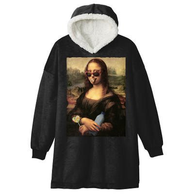Modern Mona Lisa Tongue Ring Hooded Wearable Blanket