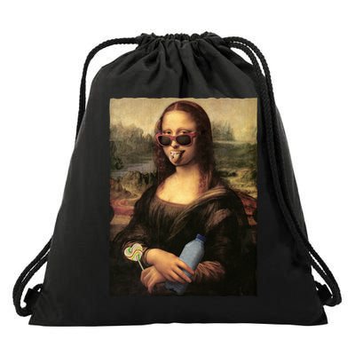 Modern Mona Lisa Tongue Ring Drawstring Bag