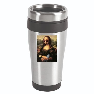Modern Mona Lisa Tongue Ring 16oz Travel Tumbler