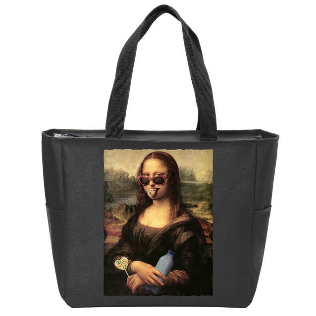 Modern Mona Lisa Tongue Ring Zip Tote Bag