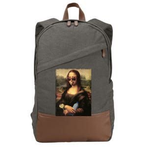 Modern Mona Lisa Tongue Ring Cotton Canvas Backpack