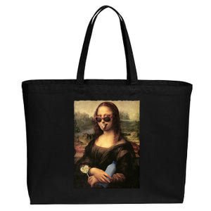 Modern Mona Lisa Tongue Ring Cotton Canvas Jumbo Tote