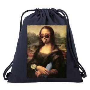 Modern Mona Lisa Tongue Ring Drawstring Bag