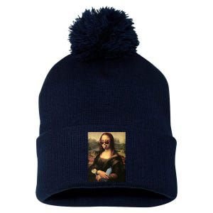 Modern Mona Lisa Tongue Ring Pom Pom 12in Knit Beanie