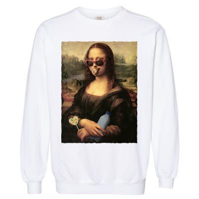 Modern Mona Lisa Tongue Ring Garment-Dyed Sweatshirt