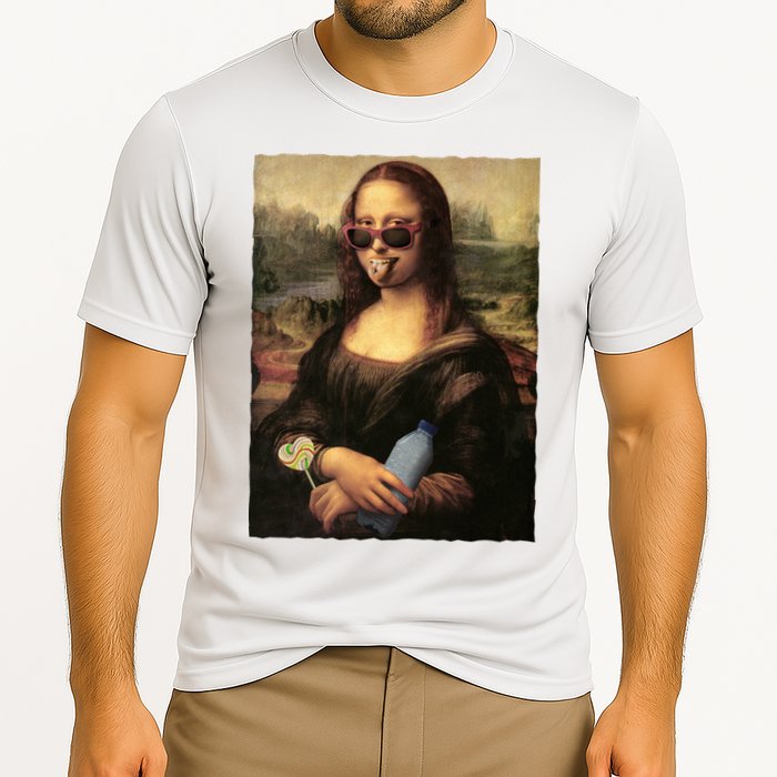 Modern Mona Lisa Tongue Ring Cooling Performance Crew T-Shirt