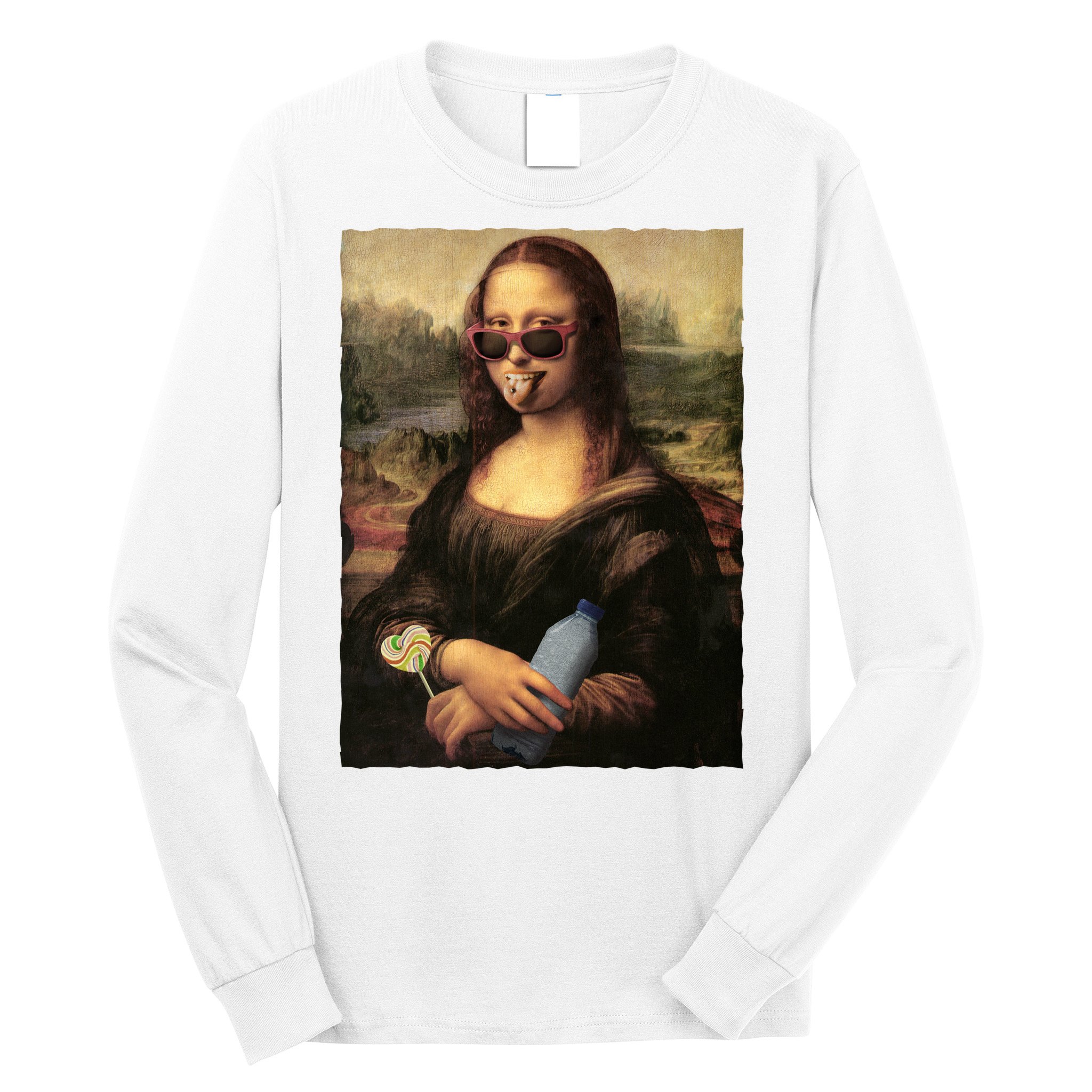 Modern Mona Lisa Tongue Ring Long Sleeve Shirt