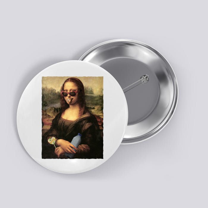 Modern Mona Lisa Tongue Ring Button