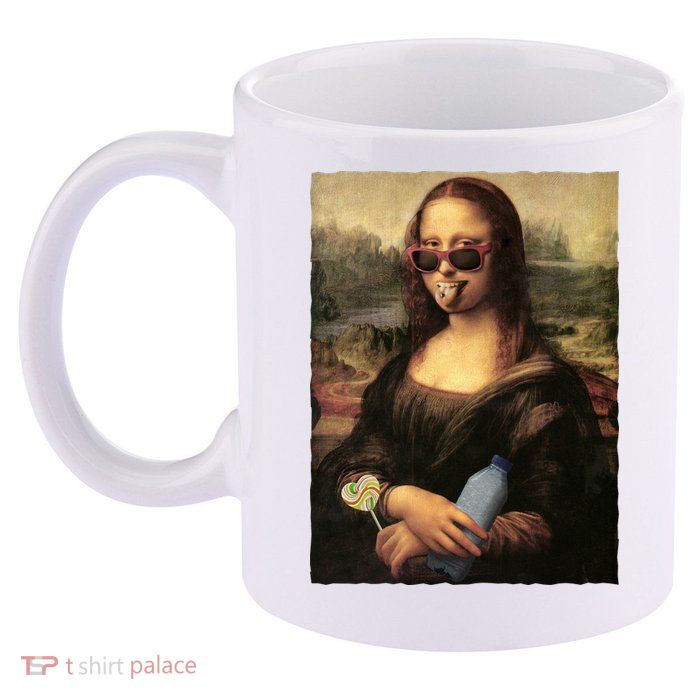 Modern Mona Lisa Tongue Ring 11oz C Handle Ceramic Mug