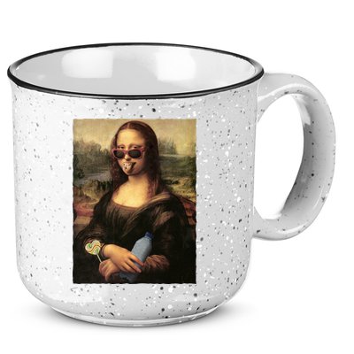 Modern Mona Lisa Tongue Ring 15oz Campfire Ceramic Mug