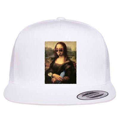 Modern Mona Lisa Tongue Ring Flat Bill Trucker Hat