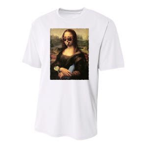 Modern Mona Lisa Tongue Ring Youth Performance Sprint T-Shirt