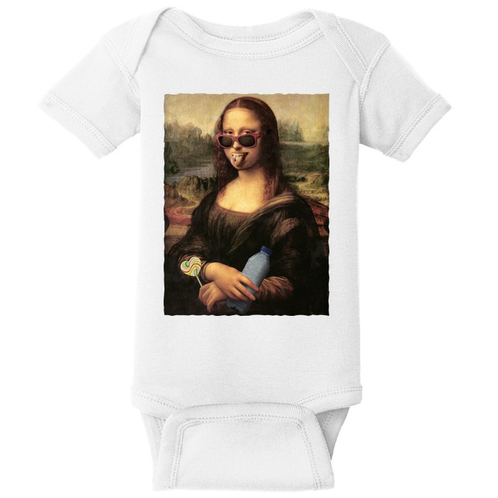 Modern Mona Lisa Tongue Ring Baby Bodysuit