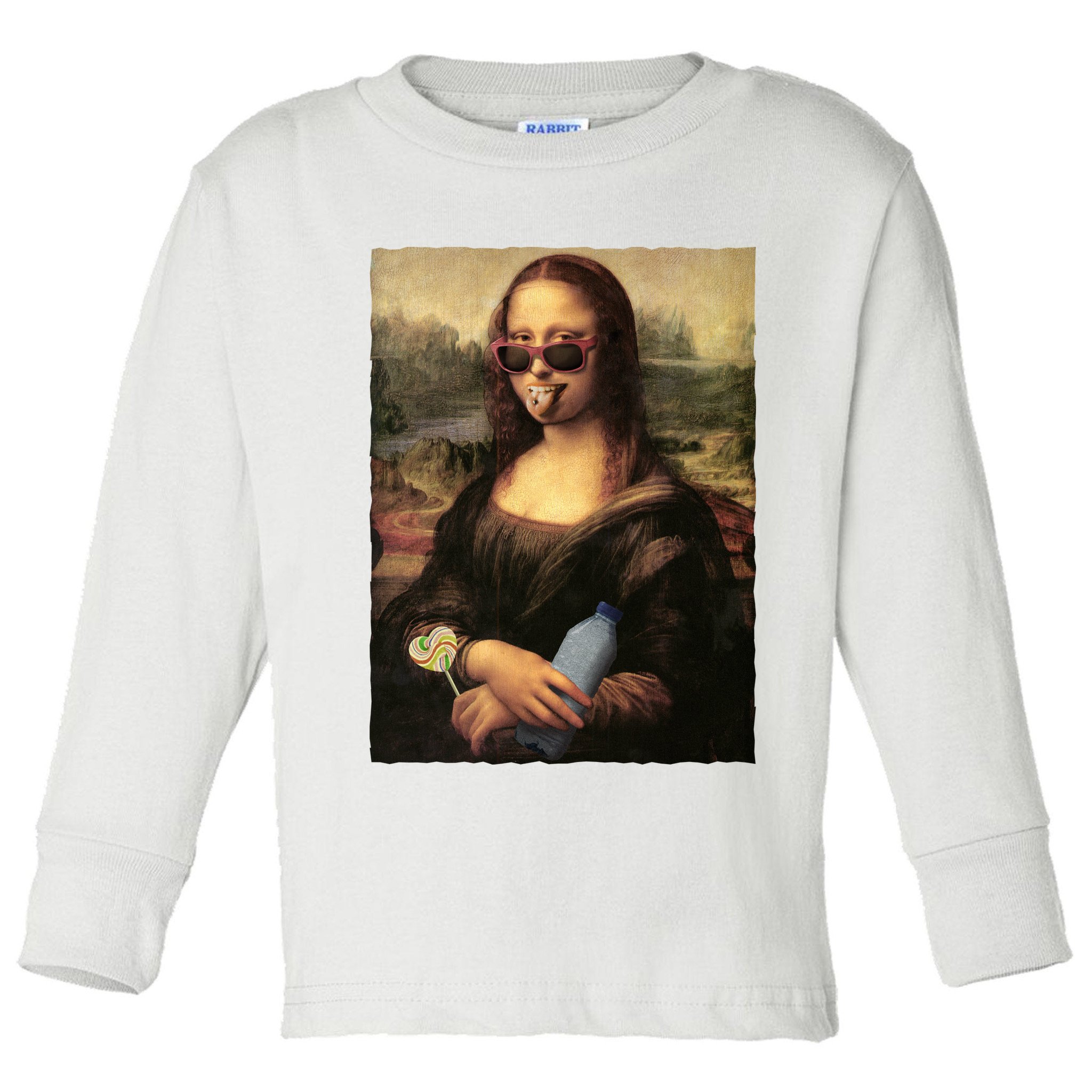 Modern Mona Lisa Tongue Ring Toddler Long Sleeve Shirt