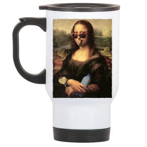 Modern Mona Lisa Tongue Ring Stainless Steel Travel Mug