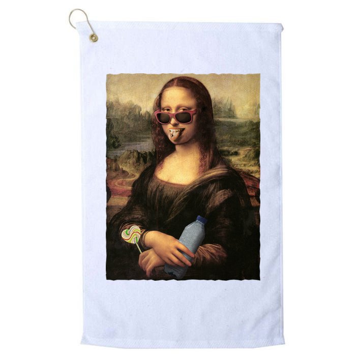 Modern Mona Lisa Tongue Ring Golf Towel