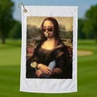 Modern Mona Lisa Tongue Ring Golf Towel