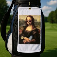 Modern Mona Lisa Tongue Ring Golf Towel