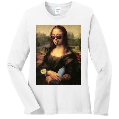 Modern Mona Lisa Tongue Ring Ladies Long Sleeve Shirt