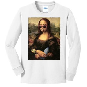 Modern Mona Lisa Tongue Ring Kids Long Sleeve Shirt