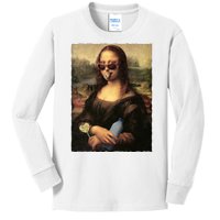 Modern Mona Lisa Tongue Ring Kids Long Sleeve Shirt