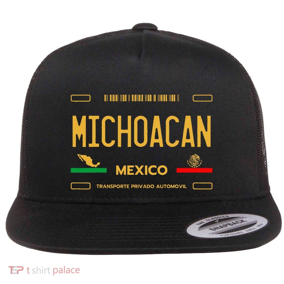 Michoacan Mexico License Plate Aesthetic Michoacan Flat Bill Trucker Hat
