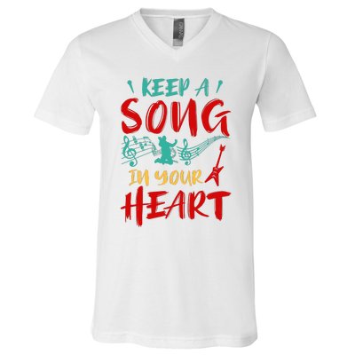 Motivational Music Lover Singing Lover Guitar Lover V-Neck T-Shirt